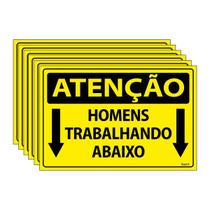 Combo 6 Placas De Sinalização Atenção Homens Trabalhando Abaixo 30x20 Ecom IA - SA6 F9e