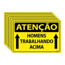 Combo 6 Placas De Sinalização Atenção Homens Trabalhando Acima 30x20 Ecom IA - SA7 F9e