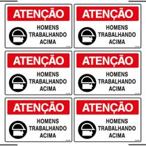 Combo 6 Placas De Sinalização Atenção Homens Trabalhando Acima 30x20 Ekomunike - S-226/1 F9e