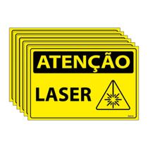 Combo 6 Placas De Sinalização Atenção Laser 30x20 Ecom IA - SA106 F9e