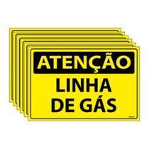 Combo 6 Placas De Sinalização Atenção Linha De Gás 30x20 Ecom IA - SA64 F9e