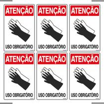 Combo 6 Placas De Sinalização Atenção Luva Uso Obrigatório 20x30 Ekomunike - S-206 F9e