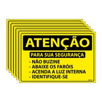 Combo 6 Placas De Sinalização Atenção Não Buzine / Abaixe Faróis / Luz Interna / Identifique-se 30x20 Ecom IA - SA87 F9e Combo 6 Placas De Sinalização Atenção Não Buzine / Abaixe Faróis / Luz Interna / Identifique-se 30x20 Ecom IA - SA87 F9e