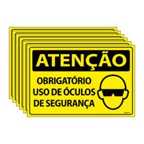 Combo 6 Placas De Sinalização Atenção Obrigatório Uso De Óculos De Segurança 30x20 Ecom IA - SA24 F9e