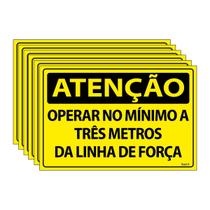 Combo 6 Placas De Sinalização Atenção Operar No Mínimo A Três Metros Da Linha De Força 30x20 Ecom IA - SA15 F9e