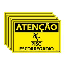 Combo 6 Placas De Sinalização Atenção Piso Escorregadio 30x20 Ecom IA - SA89 F9e Combo 6 Placas De Sinalização Atenção Piso Escorregadio 30x20 Ecom IA - SA89 F9e