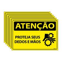 Combo 6 Placas De Sinalização Atenção Proteja Seus Dedos E Mãos 30x20 Ecom IA - SA12 F9e