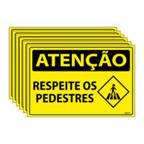 Combo 6 Placas De Sinalização Atenção Respeite Os Pedestres 30x20 Ecom IA - SA50 F9e Combo 6 Placas De Sinalização Atenção Respeite Os Pedestres 30x20 Ecom IA - SA50 F9e