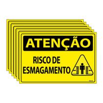 Combo 6 Placas De Sinalização Atenção Risco De Esmagamento 30x20 Ecom IA - SA97 F9e