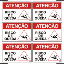 Combo 6 Placas De Sinalização Atenção Risco De Queda 30x20 Ekomunike - S-216/2 F9e Combo 6 Placas De Sinalização Atenção Risco De Queda 30x20 Ekomunike - S-216/2 F9e
