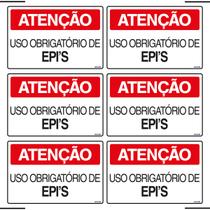 Combo 6 Placas De Sinalização Atenção Uso Obrigatório De Epi's 30x20 Ekomunike - S-227/1 F9e Combo 6 Placas De Sinalização Atenção Uso Obrigatório De Epi's 30x20 Ekomunike - S-227/1 F9e