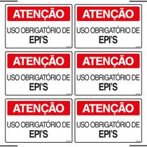 Combo 6 Placas De Sinalização Atenção Uso Obrigatório De Epi's 30x20 Ekomunike - S-227/1 F9e