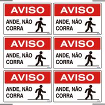 Combo 6 Placas De Sinalização Aviso Ande Não Corra 30x20 Ekomunike - S-216 F9e Combo 6 Placas De Sinalização Aviso Ande Não Corra 30x20 Ekomunike - S-216 F9e