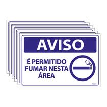 Combo 6 Placas De Sinalização Aviso É Permitido Fumar Nesta Área 30x20 Ecom IA - SV20 F9e