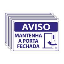 Combo 6 Placas De Sinalização Aviso Mantenha A Porta Fechada 30x20 Ecom IA - SV2 F9e