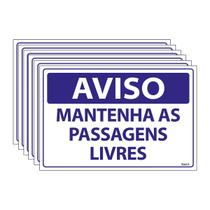 Combo 6 Placas De Sinalização Aviso Mantenha As Passagens Livres 30x20 Ecom IA - SV3 F9e Combo 6 Placas De Sinalização Aviso Mantenha As Passagens Livres 30x20 Ecom IA - SV3 F9e