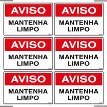 Combo 6 Placas De Sinalização Aviso Mantenha Limpo 30x20 Ekomunike - S-214 F9e