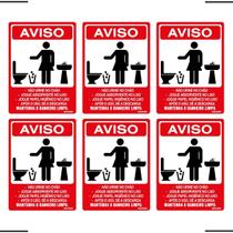Combo 6 Placas De Sinalização Aviso Mantenha O Banheiro Limpo Feminino 15x20 Ekomunike - S-231 F9e