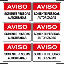 Combo 6 Placas De Sinalização Aviso Somente Pessoas Autorizadas 30x20 Ekomunike - S-215 F9e Combo 6 Placas De Sinalização Aviso Somente Pessoas Autorizadas 30x20 Ekomunike - S-215 F9e