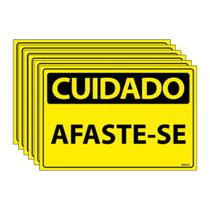 Combo 6 Placas De Sinalização Cuidado Afaste-se 30x20 Ecom IA - SC61 F9e