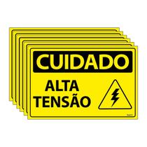 Combo 6 Placas De Sinalização Cuidado Alta Tensão 30x20 Ecom IA - SC42 F9e