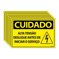 Combo 6 Placas De Sinalização Cuidado Alta Tensão Desligue Antes De Iniciar O Serviço 30x20 Ecom IA - SC47 F9e Combo 6 Placas De Sinalização Cuidado Alta Tensão Desligue Antes De Iniciar O Serviço 30x20 Ecom IA - SC47 F9e