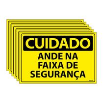 Combo 6 Placas De Sinalização Cuidado Ande Na Faixa De Segurança 30x20 Ecom IA - SC60 F9e