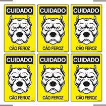Combo 6 Placas De Sinalização Cuidado Cão Feroz 20x30 Ekomunike - P-6/3 F9e Combo 6 Placas De Sinalização Cuidado Cão Feroz 20x30 Ekomunike - P-6/3 F9e