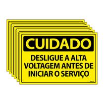 Combo 6 Placas De Sinalização Cuidado Desligue A Alta Voltagem Antes De Iniciar O Serviço 30x20 Ecom IA - SC48 F9e Combo 6 Placas De Sinalização Cuidado Desligue A Alta Voltagem Antes De Iniciar O Serviço 30x20 Ecom IA - SC48 F9e