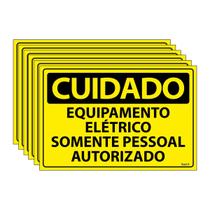 Combo 6 Placas De Sinalização Cuidado Equipamento Elétrico Somente Pessoal Autorizado 30x20 Ecom IA - SC40 F9e