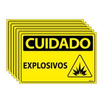 Combo 6 Placas De Sinalização Cuidado Explosivos 30x20 Ecom IA - SC137 F9e