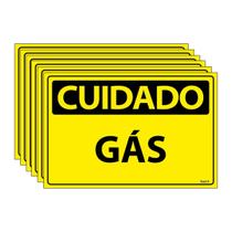 Combo 6 Placas De Sinalização Cuidado Gás 30x20 Ecom IA - SC25 F9e