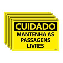 Combo 6 Placas De Sinalização Cuidado Mantenha As Passagens Livres 30x20 Ecom IA - SC29 F9e