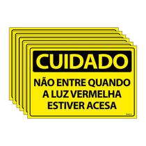 Combo 6 Placas De Sinalização Cuidado Não Entre Quando A Luz Vermelha Estiver Acesa 30x20 Ecom IA - SC19 F9e