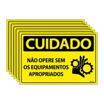 Combo 6 Placas De Sinalização Cuidado Não Opere Sem Os Equipamentos Apropriados 30x20 Ecom IA - SC49 F9e