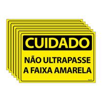 Combo 6 Placas De Sinalização Cuidado Não Ultrapasse A Faixa Amarela 30x20 Ecom IA - SC58 F9e Combo 6 Placas De Sinalização Cuidado Não Ultrapasse A Faixa Amarela 30x20 Ecom IA - SC58 F9e