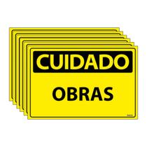 Combo 6 Placas De Sinalização Cuidado Obras 30x20 Ecom IA - SC69 F9e