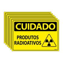 Combo 6 Placas De Sinalização Cuidado Produtos Radioativos 30x20 Ecom IA - SC123 F9e