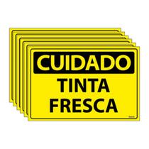 Combo 6 Placas De Sinalização Cuidado Tinta Fresca 30x20 Ecom IA - SC81 F9e