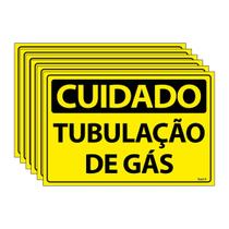 Combo 6 Placas De Sinalização Cuidado Tubulação De Gás 30x20 Ecom IA - SC24 F9e