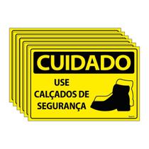 Combo 6 Placas De Sinalização Cuidado Use Calçados De Segurança 30x20 Ecom IA - SC35 F9e