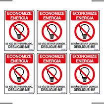 Combo 6 Placas De Sinalização Economize Energia Se Não Estiver Usando, Desligue-me Ekomunike - P-31/1 F9e