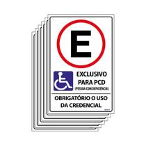 Combo 6 Placas De Sinalização Estacionamento Exclusivo Para Pessoa Com Deficiência PCD 20x30 Ecom IA - P-4/3 F9e