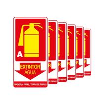 Combo 6 Placas De Sinalização Extintor A Água Madeira, Papel, Trapos E Fibras 15x30 Qi Comunicação - X-702 Q1a