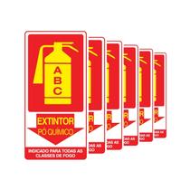 Combo 6 Placas De Sinalização Extintor ABC Pó Químico 15x30 Qi Comunicação - X-705 Q1a