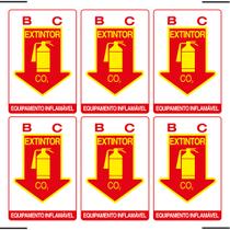 Combo 6 Placas De Sinalização Extintor BC CO2 Equipamento Inflamável 20x30 Ekomunike - X-713 F9e