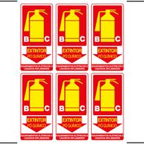 Combo 6 Placas De Sinalização Extintor BC Pó Químico Equipamentos Elétricos E Líquidos Inflamáveis 15x30 - X-704 F9e