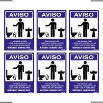 Combo 6 Placas De Sinalização Mantenha O Banheiro Limpo Masculino 15X20 Ekomunike - S-232 F9e Combo 6 Placas De Sinalização Mantenha O Banheiro Limpo Masculino 15X20 Ekomunike - S-232 F9e