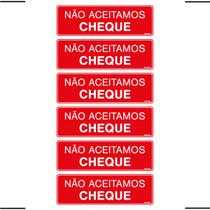 Combo 6 Placas De Sinalização Não Aceitamos Cheque 30x10 Ekomunike - P-32/1 F9e