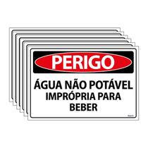 Combo 6 Placas De Sinalização Perigo Água Não Potável Imprópria Para Beber 30x20 Ecom IA - SP59 F9e